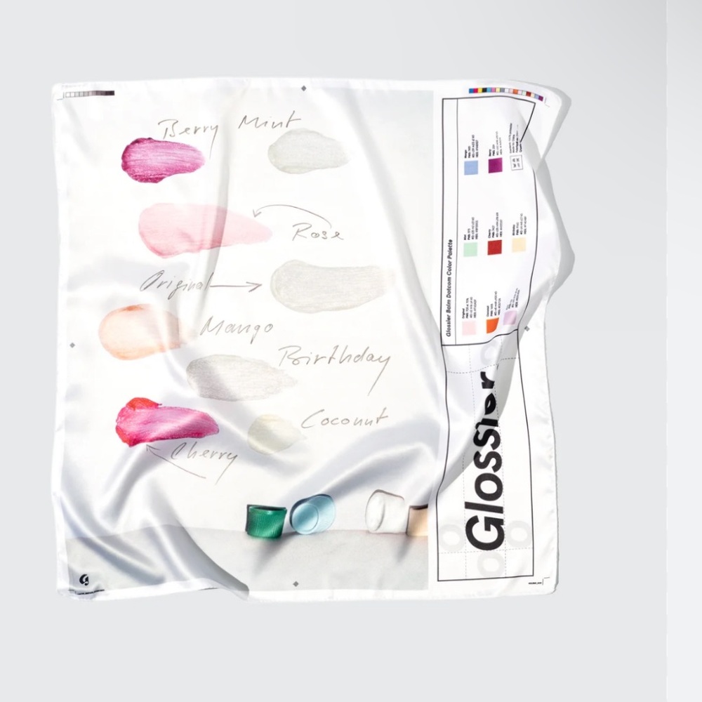 Glossier balm dotcom scarf, Handkerchief, Makeup design New in packaging